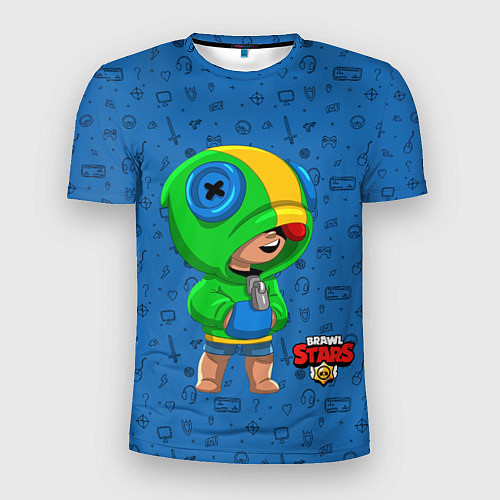 Мужская спорт-футболка Леон из Бравл Старс синий / 3D-принт – фото 1