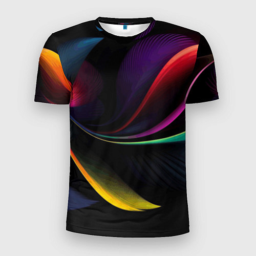 Мужская спорт-футболка Ночная абстракция из разноцветных лучей / 3D-принт – фото 1