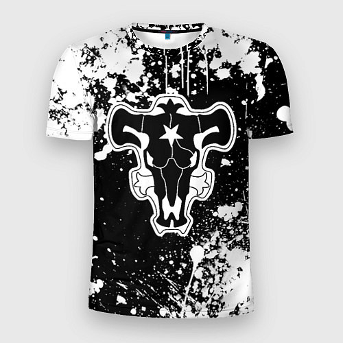 Мужская спорт-футболка Черный клевер - брызги и бык / 3D-принт – фото 1