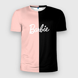 Футболка спортивная мужская Барби - сплит нежно-персикового и черного, цвет: 3D-принт