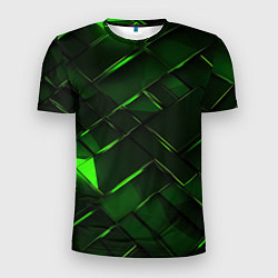Футболка спортивная мужская Зеленые элементы абстракция, цвет: 3D-принт