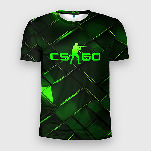 Мужская спорт-футболка CSGO green abstract elements / 3D-принт – фото 1