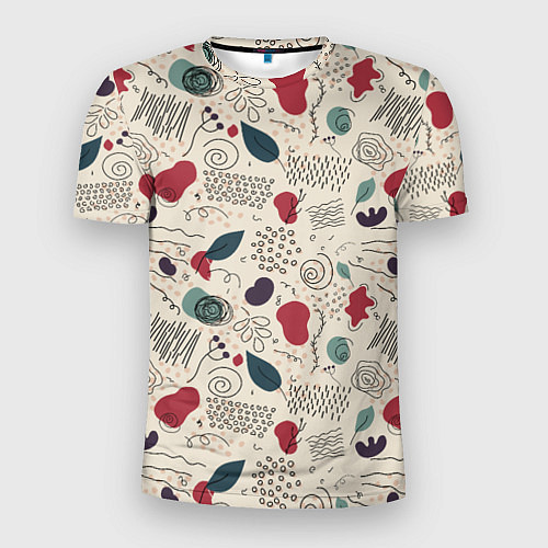 Мужская спорт-футболка Флоральная абстракция с пятнами / 3D-принт – фото 1