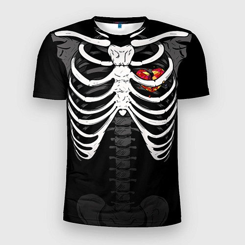 Мужская спорт-футболка Скелет: ребра с разбитым сердцем / 3D-принт – фото 1