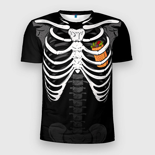 Мужская спорт-футболка Скелет: ребра с шаурмой / 3D-принт – фото 1