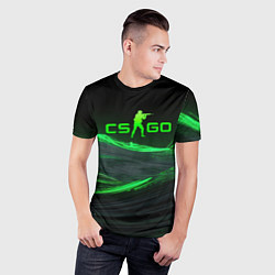 Футболка спортивная мужская CSGO neon green logo, цвет: 3D-принт — фото 2