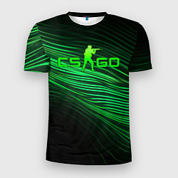 Мужская спорт-футболка CSGO green lines logo