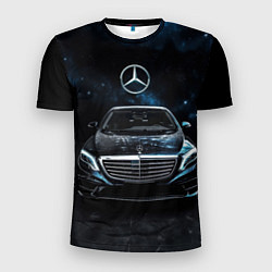 Мужская спорт-футболка Mercedes Benz space background