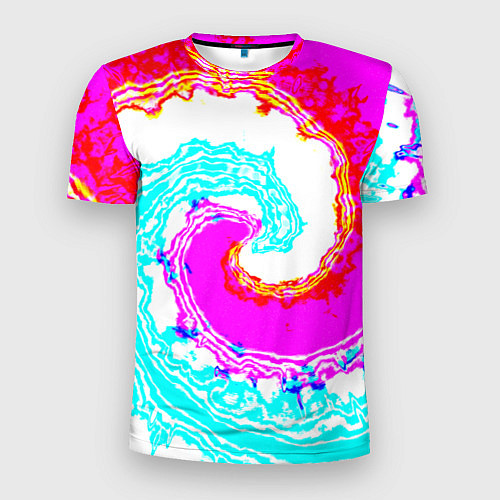 Мужская спорт-футболка Тай-дай бирюзово-розовый / 3D-принт – фото 1