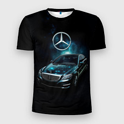 Футболка спортивная мужская Mercedes Benz dark style, цвет: 3D-принт