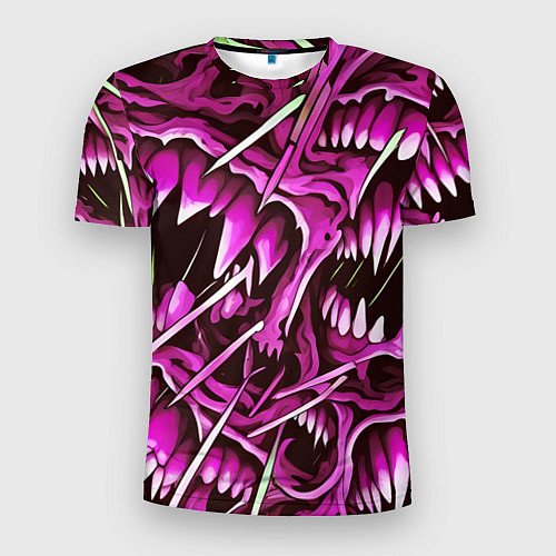 Мужская спорт-футболка Розовые кислотные клыки / 3D-принт – фото 1