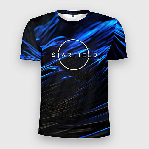 Мужская спорт-футболка Starfield logo blue background / 3D-принт – фото 1