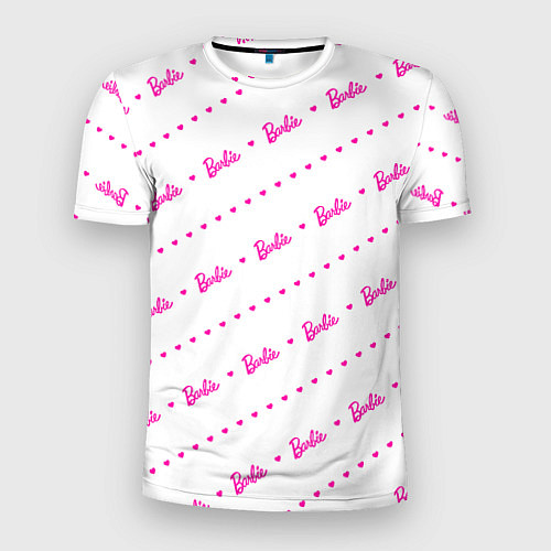 Мужская спорт-футболка Барби паттерн - логотип и сердечки / 3D-принт – фото 1