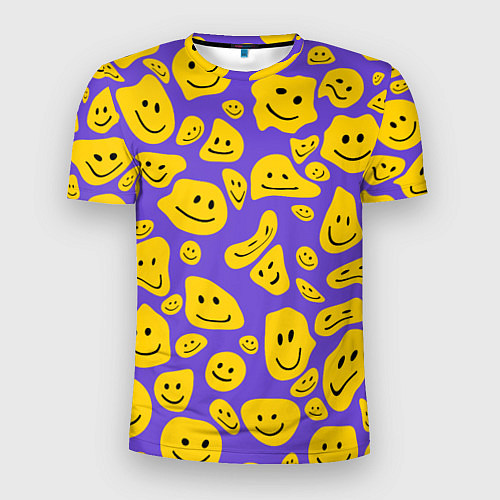 Мужская спорт-футболка Расплывшийся смайлик на фиолетовом / 3D-принт – фото 1