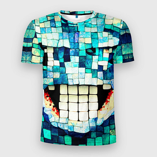 Мужская спорт-футболка Смайлик из бирюзовой мазайке / 3D-принт – фото 1
