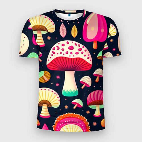 Мужская спорт-футболка Грибы рисованные узор / 3D-принт – фото 1
