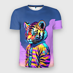 Мужская спорт-футболка Cool tiger cub - pop art