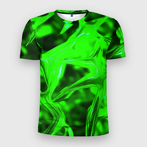 Мужская спорт-футболка Зелёная кислотная неоновая коалесценция / 3D-принт – фото 1