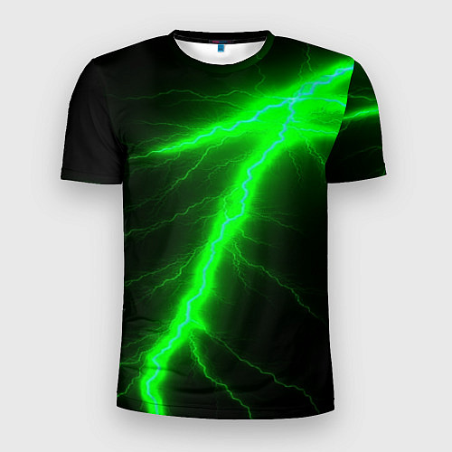 Мужская спорт-футболка Зеленый разряд молнии / 3D-принт – фото 1