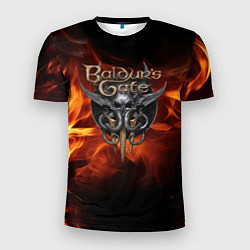 Мужская спорт-футболка Baldurs Gate 3 fire logo