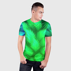 Футболка спортивная мужская Объемные пушистые зеленые листья, цвет: 3D-принт — фото 2