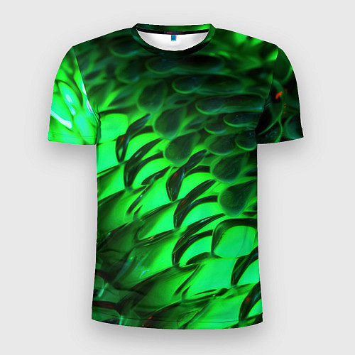 Мужская спорт-футболка Зеленая объемная текстура / 3D-принт – фото 1