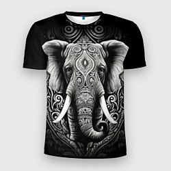 Мужская спорт-футболка Индийский слон с узорами