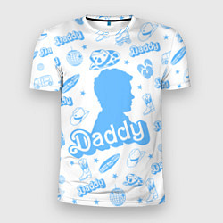 Мужская спорт-футболка Папочка - силуэт Кена: паттерн синий
