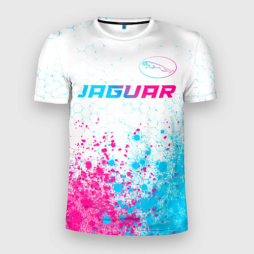 Мужская спорт-футболка Jaguar neon gradient style: символ сверху / 3D-принт – фото 1