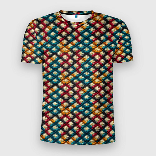 Мужская спорт-футболка Вязанная цветная текстура / 3D-принт – фото 1