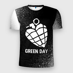 Мужская спорт-футболка Green Day glitch на темном фоне