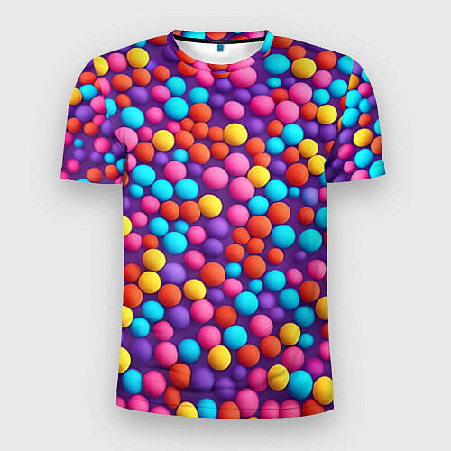 Мужская спорт-футболка Паттерн разноцветные шарики - нейросеть / 3D-принт – фото 1
