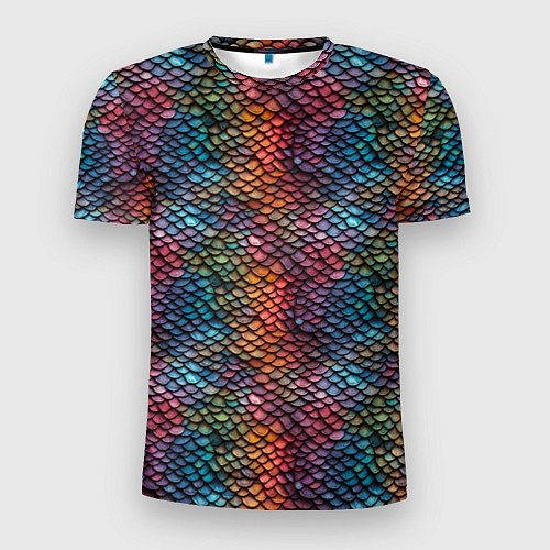 Мужская спорт-футболка Разноцветная чешуя дракона / 3D-принт – фото 1