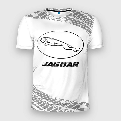 Мужская спорт-футболка Jaguar speed на светлом фоне со следами шин / 3D-принт – фото 1