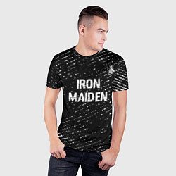 Футболка спортивная мужская Iron Maiden glitch на темном фоне: символ сверху, цвет: 3D-принт — фото 2