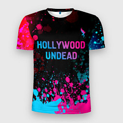 Мужская спорт-футболка Hollywood Undead - neon gradient: символ сверху