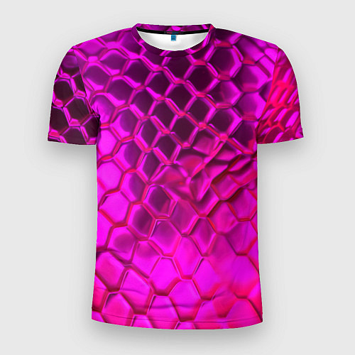 Мужская спорт-футболка Объемные розовые соты / 3D-принт – фото 1