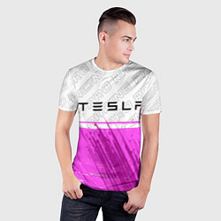 Футболка спортивная мужская Tesla pro racing: символ сверху, цвет: 3D-принт — фото 2