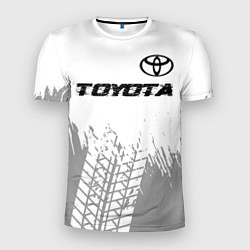 Футболка спортивная мужская Toyota speed на светлом фоне со следами шин: симво, цвет: 3D-принт
