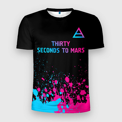 Мужская спорт-футболка Thirty Seconds to Mars - neon gradient: символ све / 3D-принт – фото 1