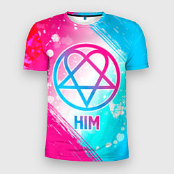 Мужская спорт-футболка HIM neon gradient style