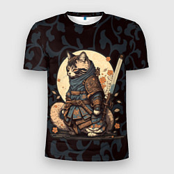 Мужская спорт-футболка Кот якудза - японский воин