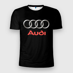 Футболка спортивная мужская Audi sport на чёрном, цвет: 3D-принт