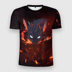 Мужская спорт-футболка Дракон кот