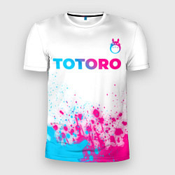 Футболка спортивная мужская Totoro neon gradient style: символ сверху, цвет: 3D-принт