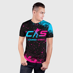 Футболка спортивная мужская Counter-Strike 2 - neon gradient, цвет: 3D-принт — фото 2