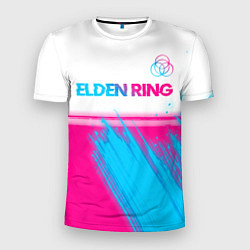 Мужская спорт-футболка Elden Ring neon gradient style: символ сверху