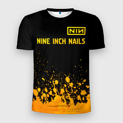 Футболка спортивная мужская Nine Inch Nails - gold gradient: символ сверху, цвет: 3D-принт