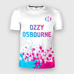 Футболка спортивная мужская Ozzy Osbourne neon gradient style: символ сверху, цвет: 3D-принт