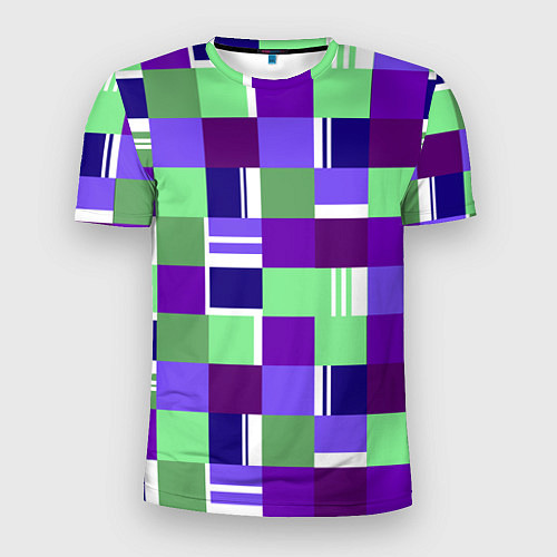 Мужская спорт-футболка Ретро квадраты баклажановые / 3D-принт – фото 1